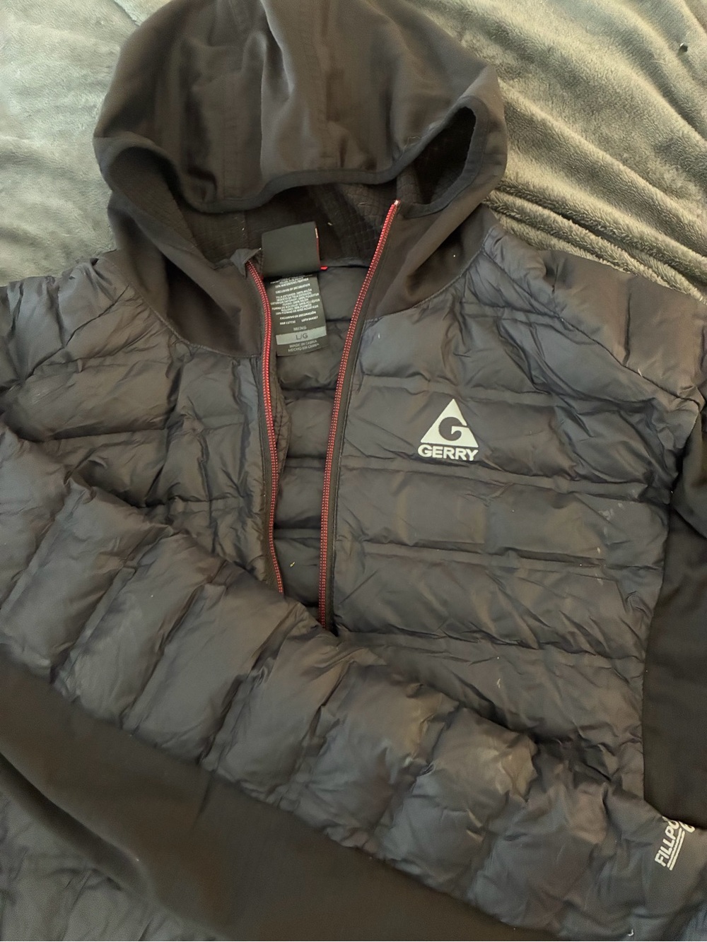 Gerry Weber Black Hooded Quilted Puffer with Red-Trim Zipper